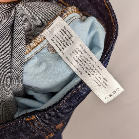 Eileen Fisher sz. 16 Dark Organic Cotton Slim Straight Stretch Blue Denim Jean - Picture 6 of 8